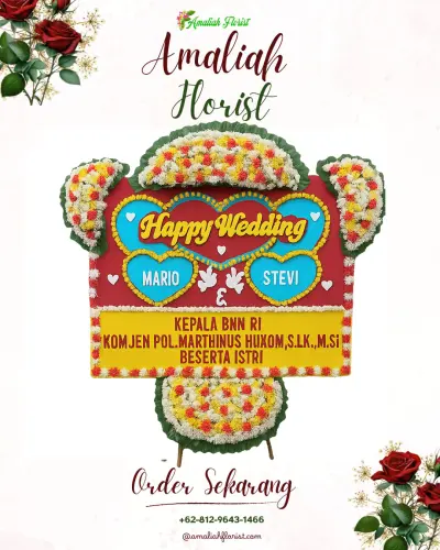Karangan Papan Bunga Pernikahan di Cisaat